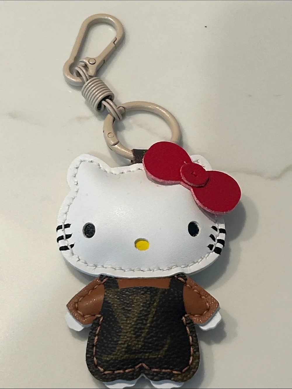 Hello Kitty Upcycled LV Keychain Bag Charm Leather Unique Purse Charm